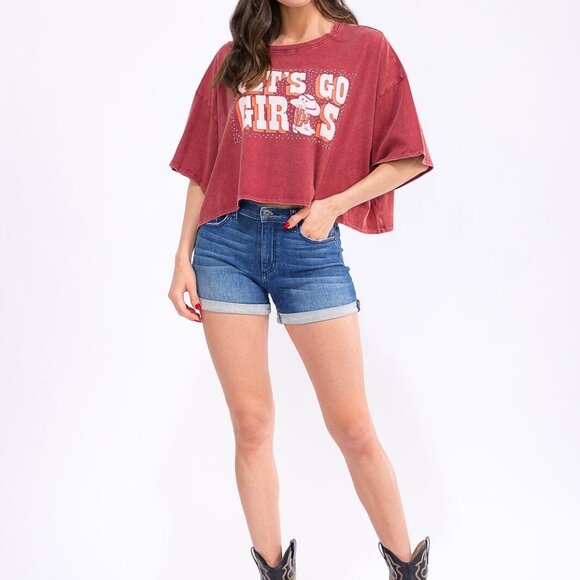 Graphic Cropped T-Shirt Loose Fit Oversized Boho Western Design - Picture 3 of 6